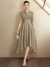Sheath/Column V-Neck Tea-Length Mother of the Bride Dresses