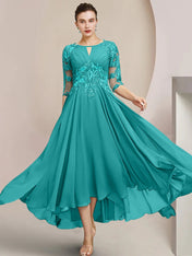 A-Line/Princess Scoop Tea-Length Mother of the Bride Dresses