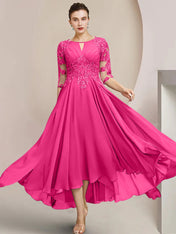 A-Line/Princess Scoop Tea-Length Mother of the Bride Dresses