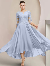 A-Line/Princess Scoop Tea-Length Mother of the Bride Dresses