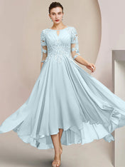 A-Line/Princess Scoop Tea-Length Mother of the Bride Dresses