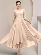 A-Line/Princess Scoop Tea-Length Mother of the Bride Dresses