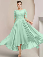 A-Line/Princess Scoop Tea-Length Mother of the Bride Dresses