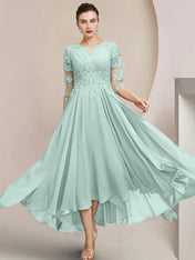 A-Line/Princess Scoop Tea-Length Mother of the Bride Dresses