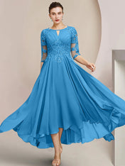 A-Line/Princess Scoop Tea-Length Mother of the Bride Dresses