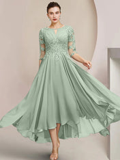 A-Line/Princess Scoop Tea-Length Mother of the Bride Dresses