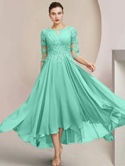A-Line/Princess Scoop Tea-Length Mother of the Bride Dresses
