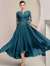 A-Line/Princess Scoop Tea-Length Mother of the Bride Dresses