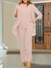Chiffon Scoop Mother of the Bride Pantsuits