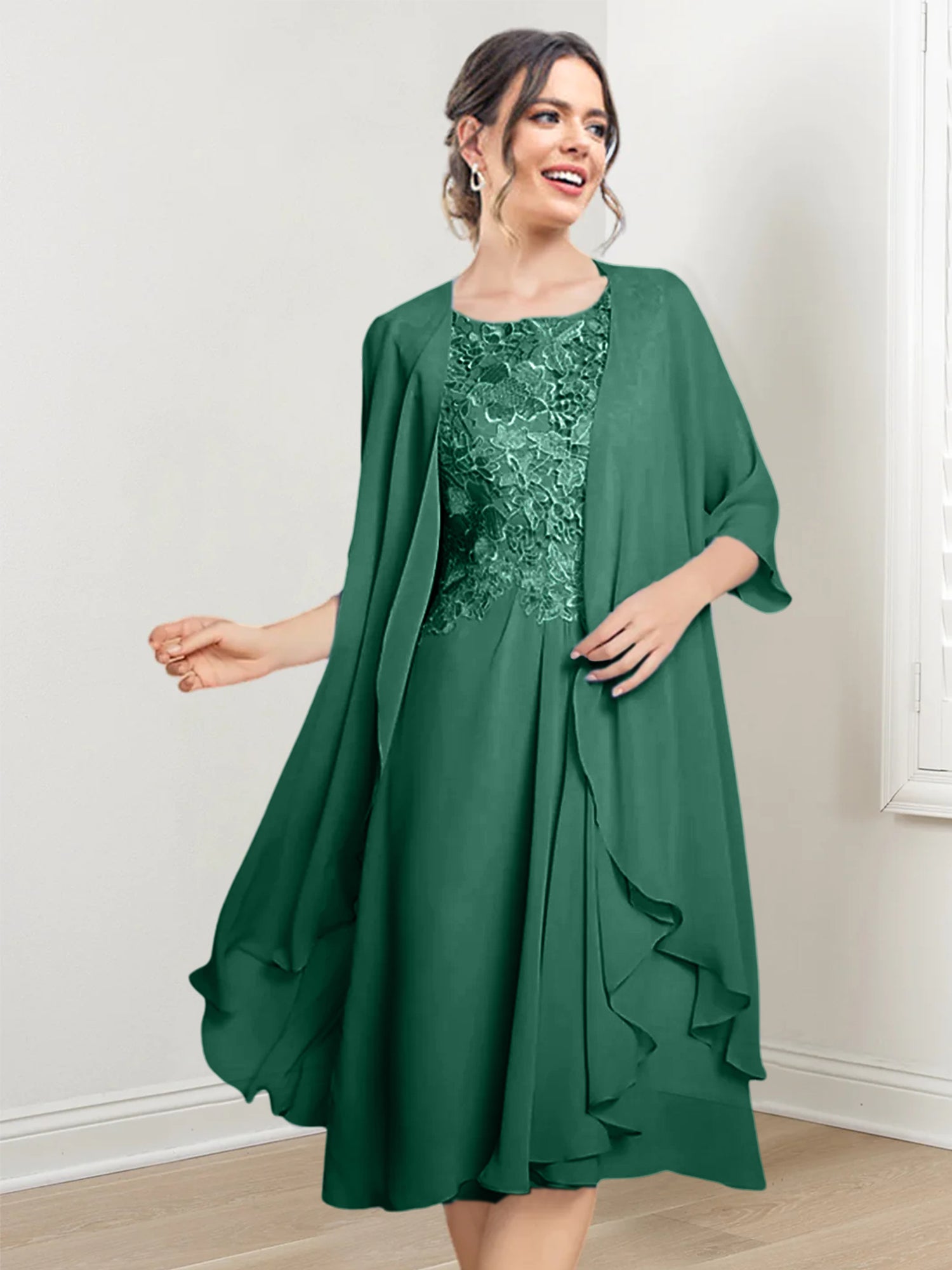 Princess Scoop Knee-Length Mother of the Bride Dresses