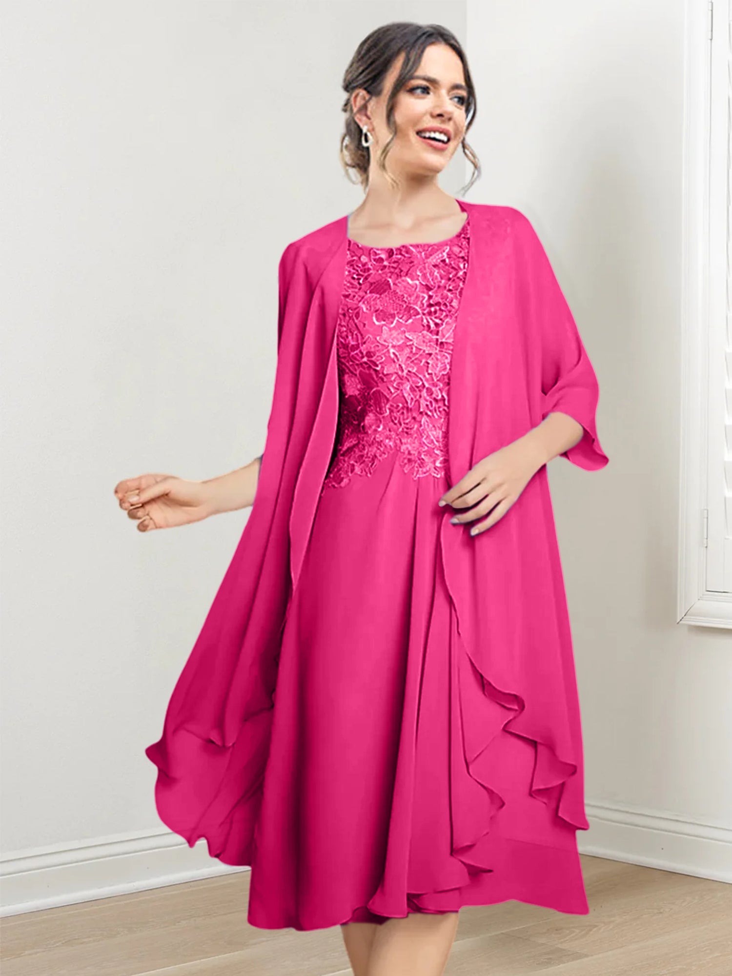 Princess Scoop Knee-Length Mother of the Bride Dresses