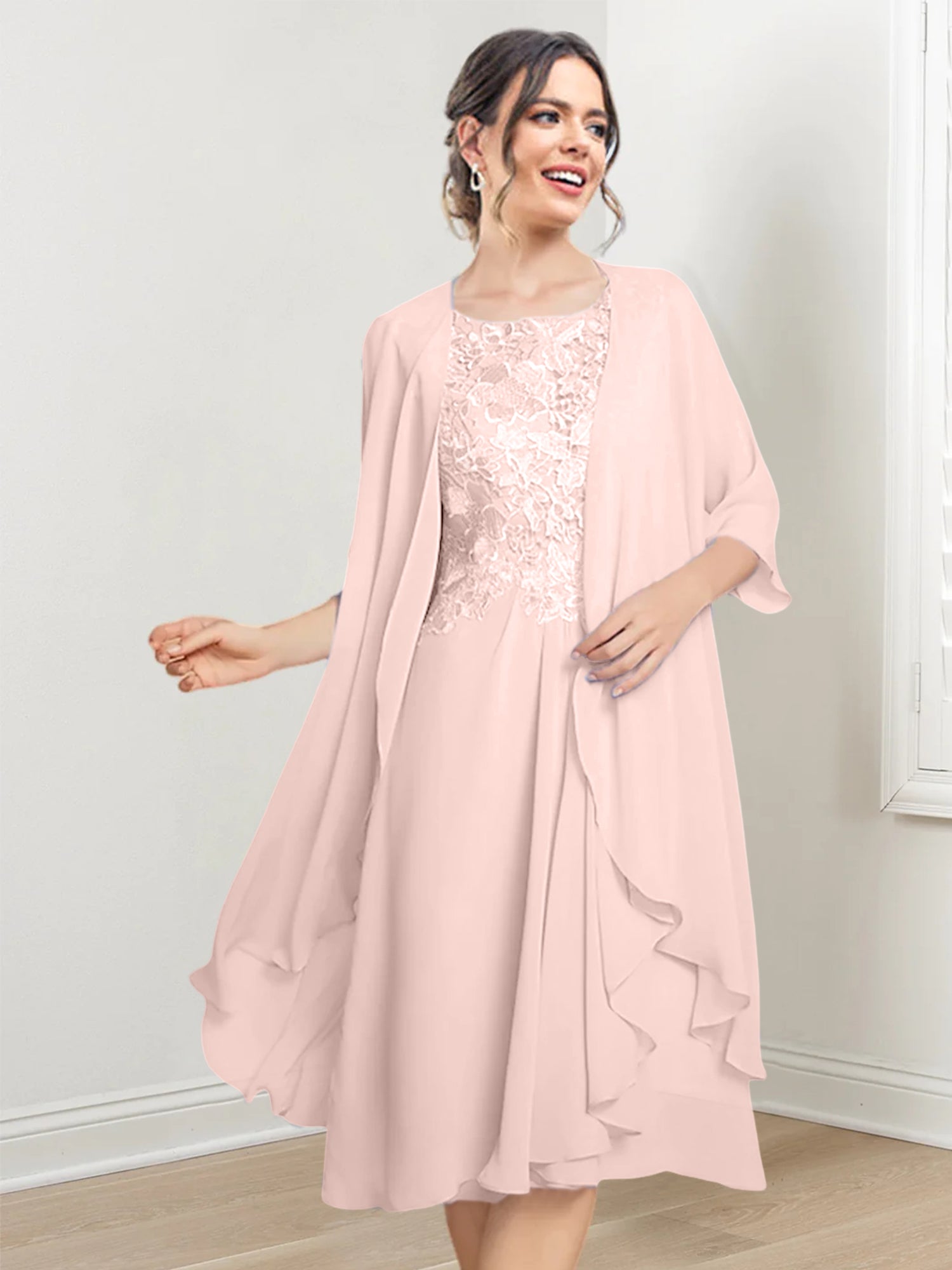 Princess Scoop Knee-Length Mother of the Bride Dresses