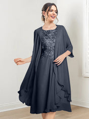 A-Line/Princess Scoop Knee-Length Mother of the Bride Dresses