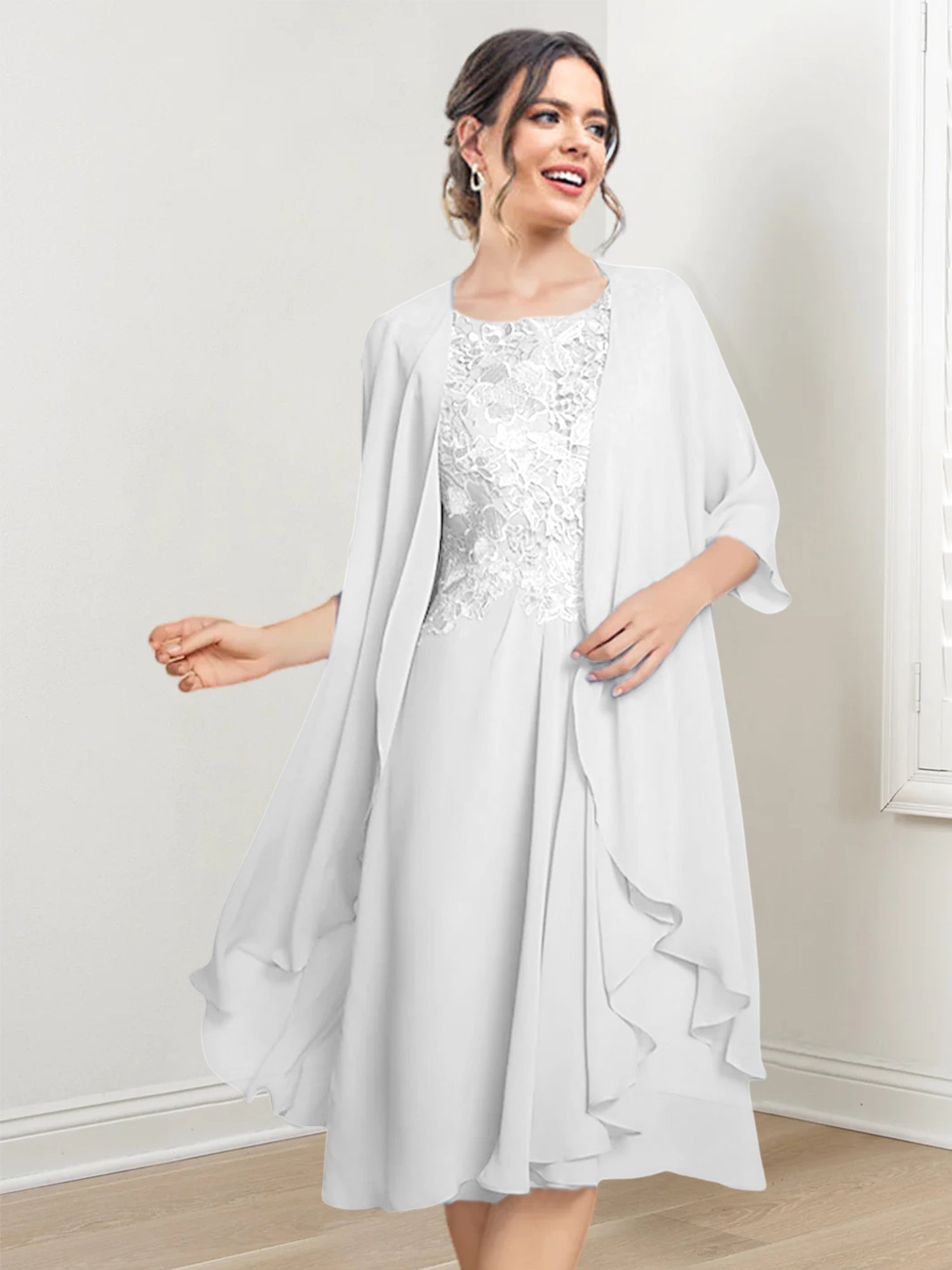 Princess Scoop Knee-Length Mother of the Bride Dresses