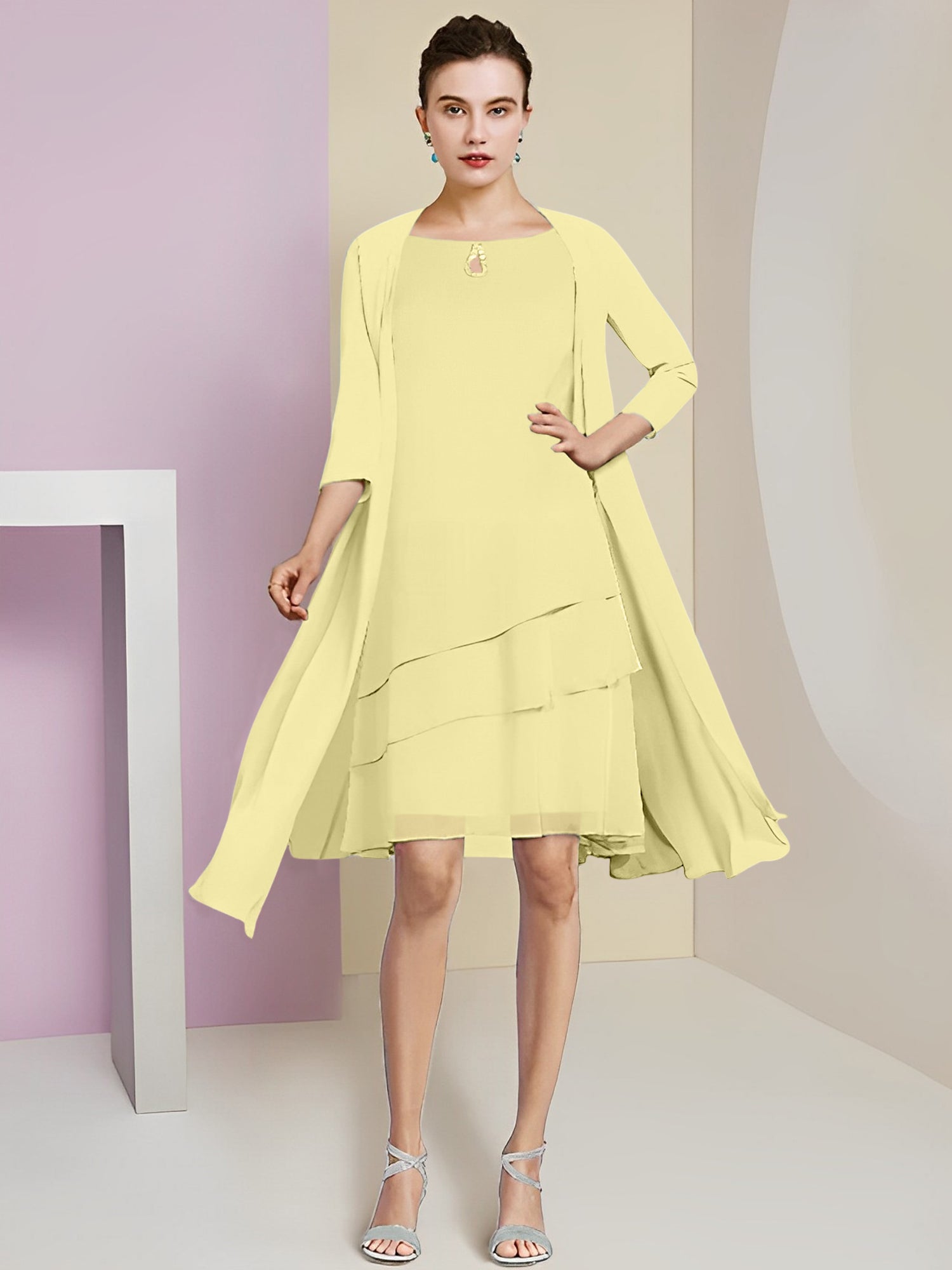 Princess Jewel Neck Knee-Length Mother of the Bride Dresses