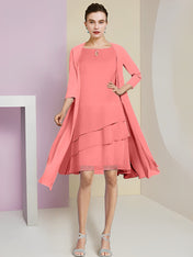 A-Line/Princess Jewel Neck Knee-Length Mother of the Bride Dresses