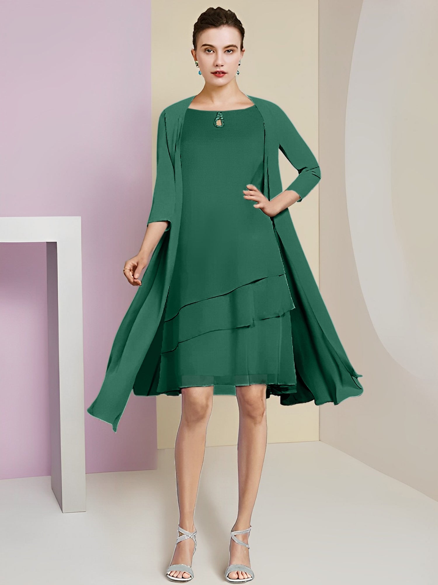 Princess Jewel Neck Knee-Length Mother of the Bride Dresses