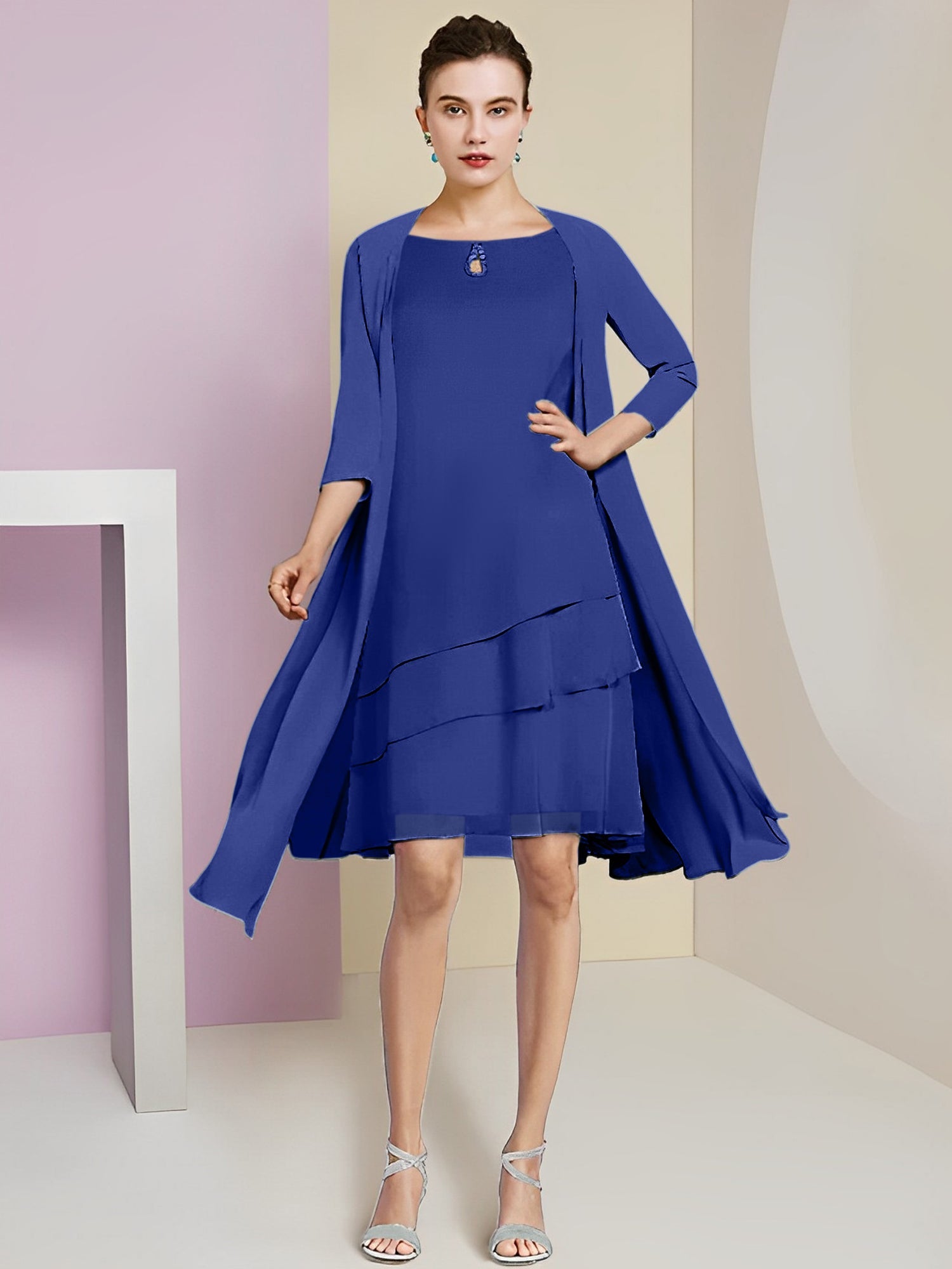 Princess Jewel Neck Knee-Length Mother of the Bride Dresses