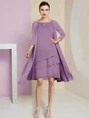 A-Line/Princess Jewel Neck Knee-Length Mother of the Bride Dresses