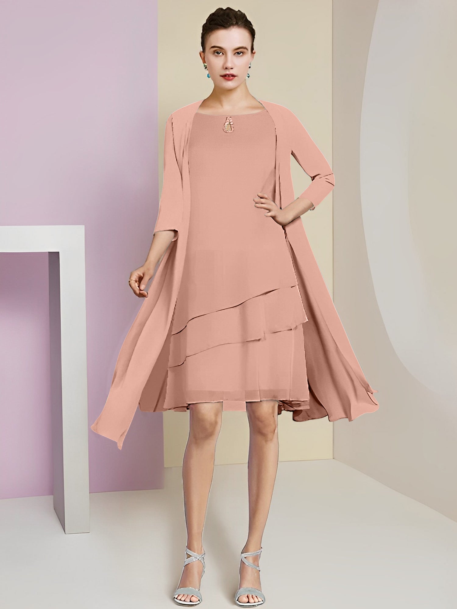 Princess Jewel Neck Knee-Length Mother of the Bride Dresses