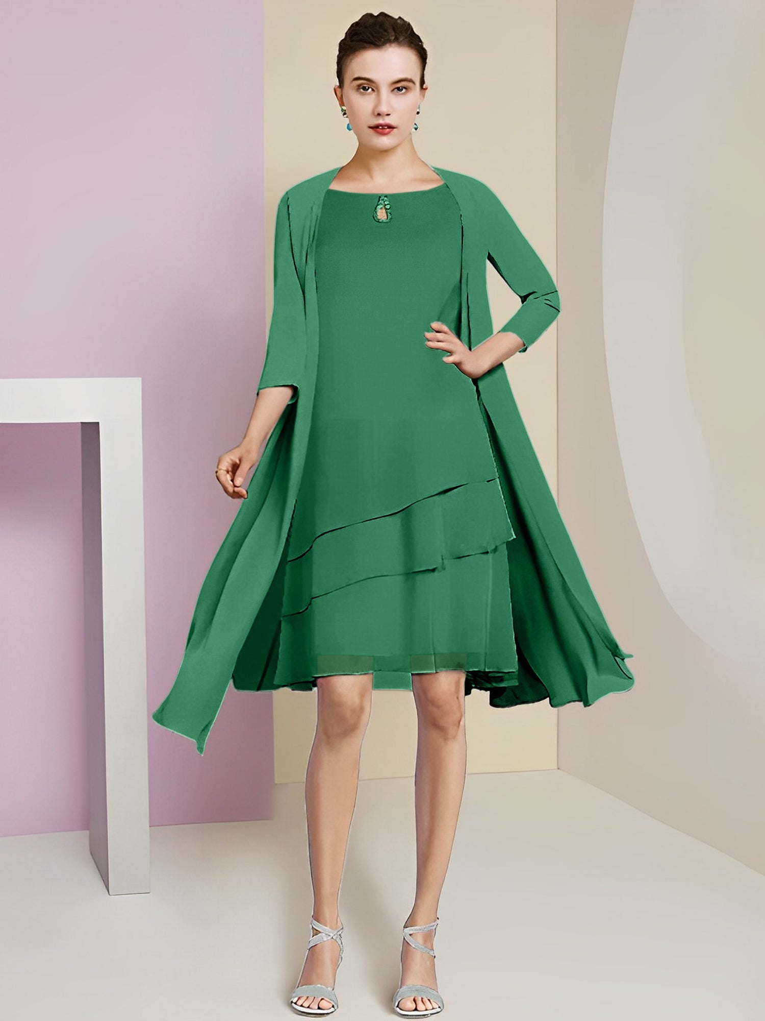 Princess Jewel Neck Knee-Length Mother of the Bride Dresses