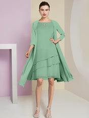 A-Line/Princess Jewel Neck Knee-Length Mother of the Bride Dresses