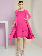 A-Line/Princess Jewel Neck Knee-Length Mother of the Bride Dresses