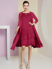 A-Line/Princess Jewel Neck Knee-Length Mother of the Bride Dresses