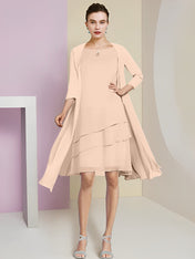 A-Line/Princess Jewel Neck Knee-Length Mother of the Bride Dresses