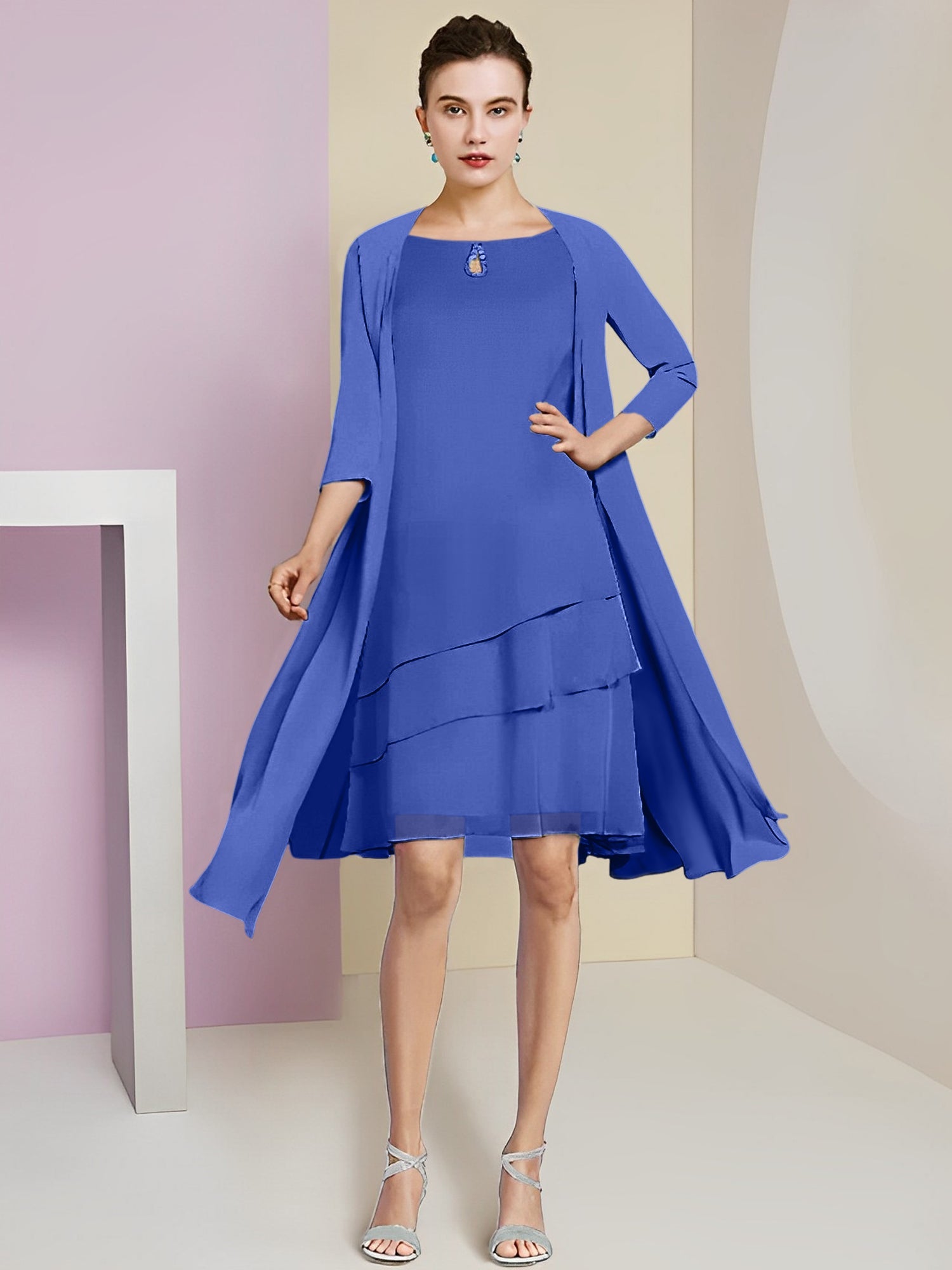 Princess Jewel Neck Knee-Length Mother of the Bride Dresses