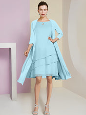 A-Line/Princess Jewel Neck Knee-Length Mother of the Bride Dresses