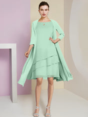 A-Line/Princess Jewel Neck Knee-Length Mother of the Bride Dresses