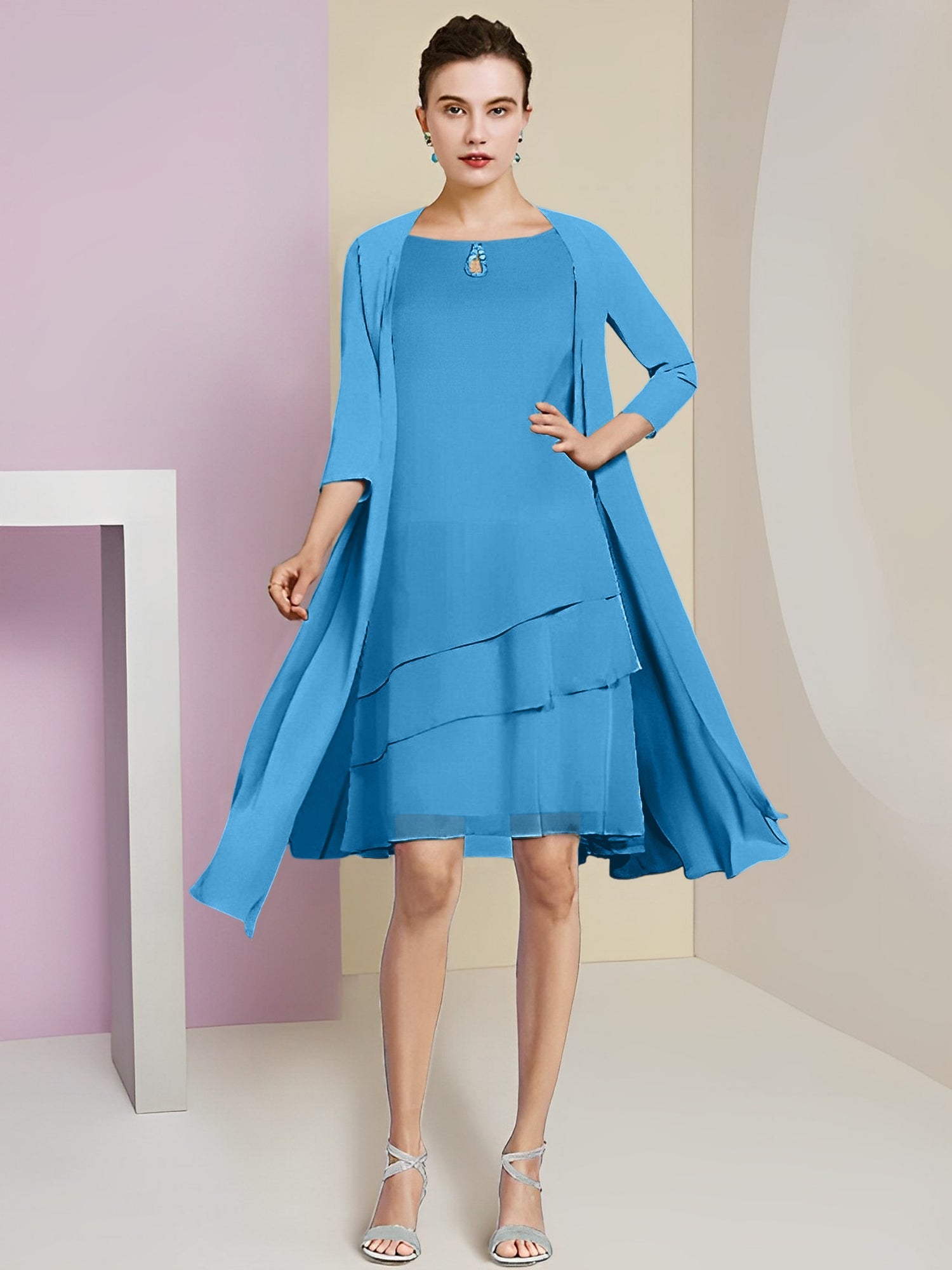 Princess Jewel Neck Knee-Length Mother of the Bride Dresses