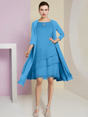 A-Line/Princess Jewel Neck Knee-Length Mother of the Bride Dresses