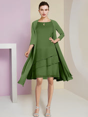 A-Line/Princess Jewel Neck Knee-Length Mother of the Bride Dresses