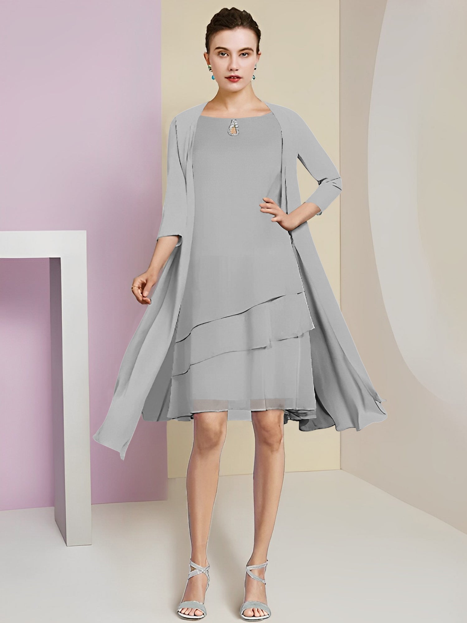 Princess Jewel Neck Knee-Length Mother of the Bride Dresses