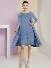 A-Line/Princess Jewel Neck Knee-Length Mother of the Bride Dresses