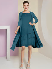 A-Line/Princess Jewel Neck Knee-Length Mother of the Bride Dresses