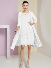 A-Line/Princess Jewel Neck Knee-Length Mother of the Bride Dresses