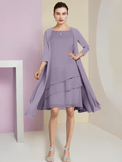 A-Line/Princess Jewel Neck Knee-Length Mother of the Bride Dresses