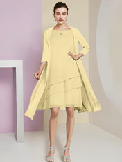 A-Line/Princess Jewel Neck Knee-Length Mother of the Bride Dresses