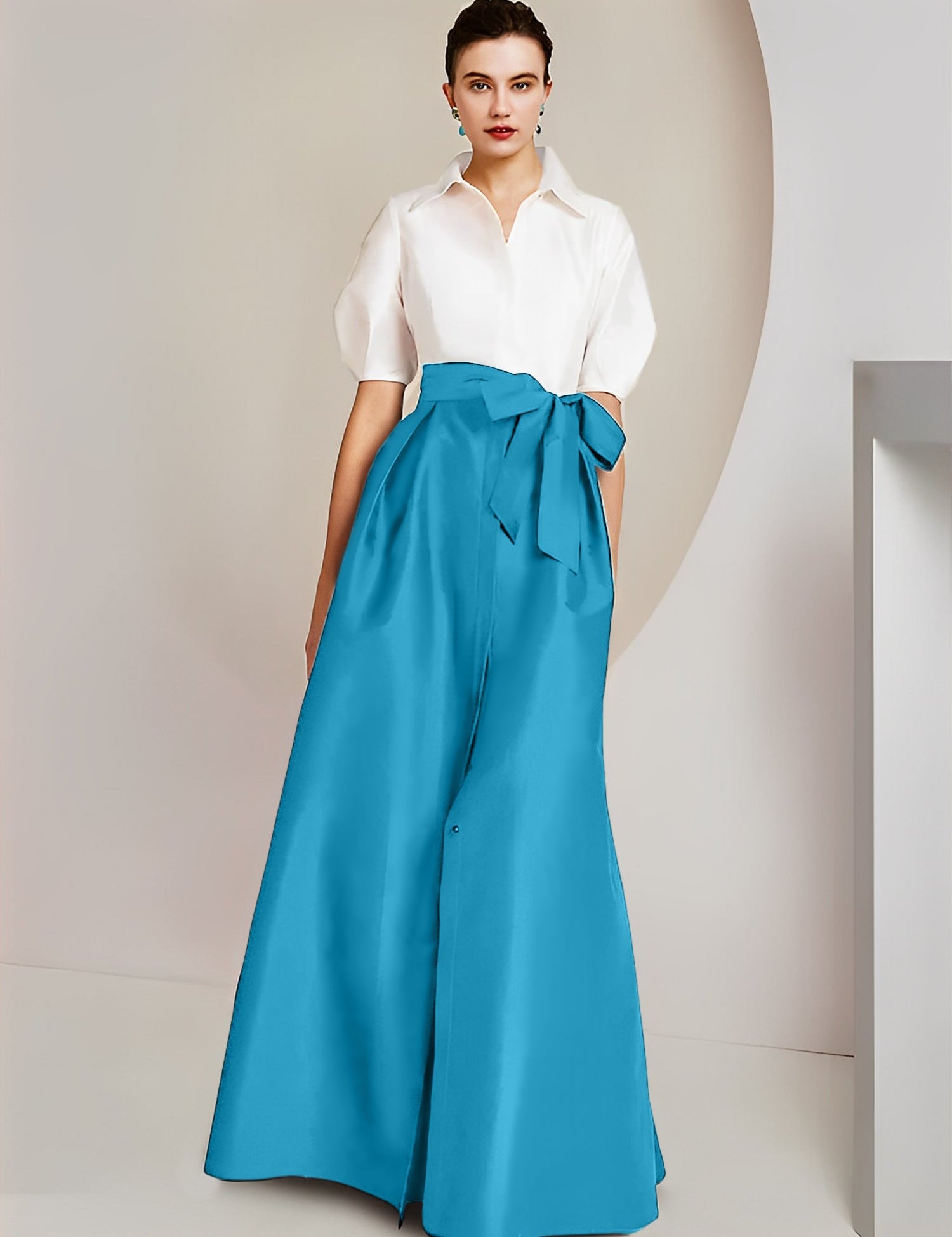 Princess  Shirt Collar Short Sleeves 2 pieces Mother Of The Bride Dresses