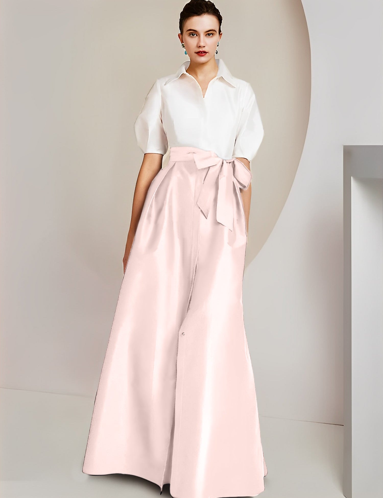 Princess  Shirt Collar Short Sleeves 2 pieces Mother Of The Bride Dresses