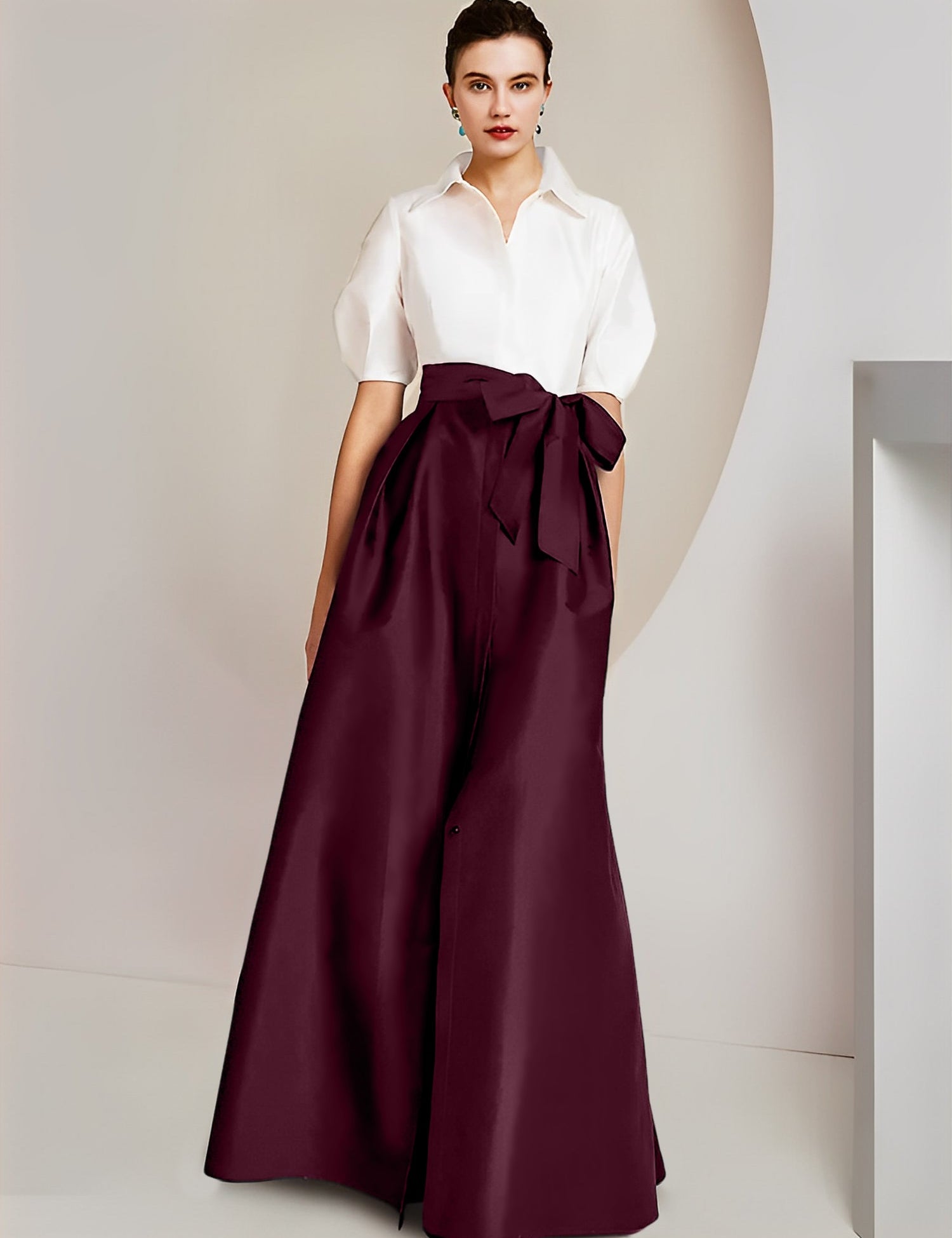 Princess  Shirt Collar Short Sleeves 2 pieces Mother Of The Bride Dresses