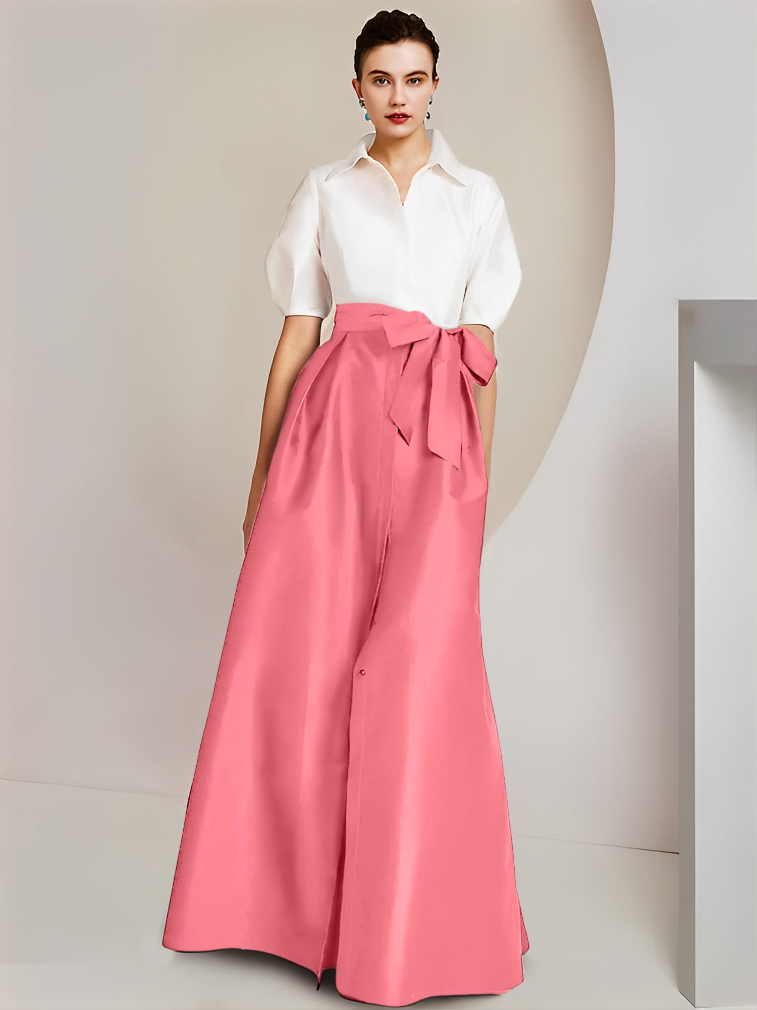 Princess  Shirt Collar Short Sleeves 2 pieces Mother Of The Bride Dresses