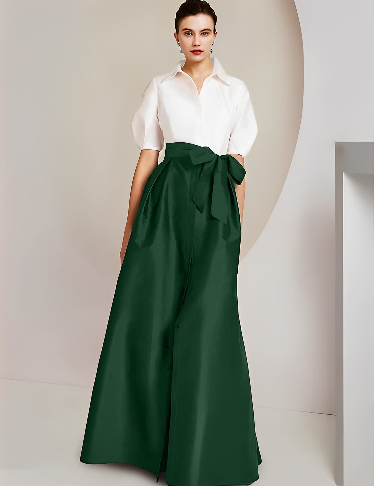 Princess  Shirt Collar Short Sleeves 2 pieces Mother Of The Bride Dresses