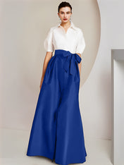 A-Line/Princess  Shirt Collar Short Sleeves 2 pieces Mother Of The Bride Dresses