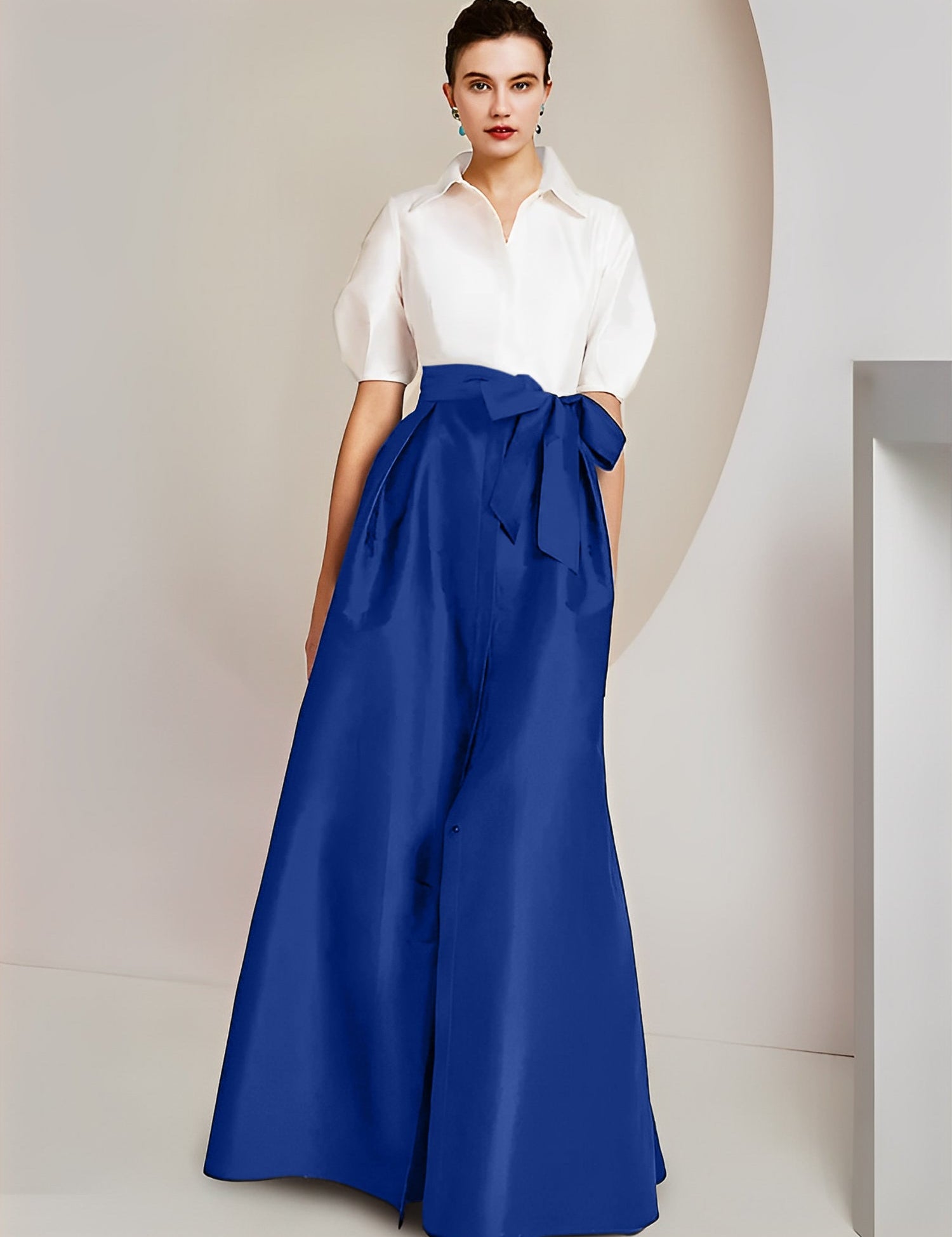 Princess  Shirt Collar Short Sleeves 2 pieces Mother Of The Bride Dresses