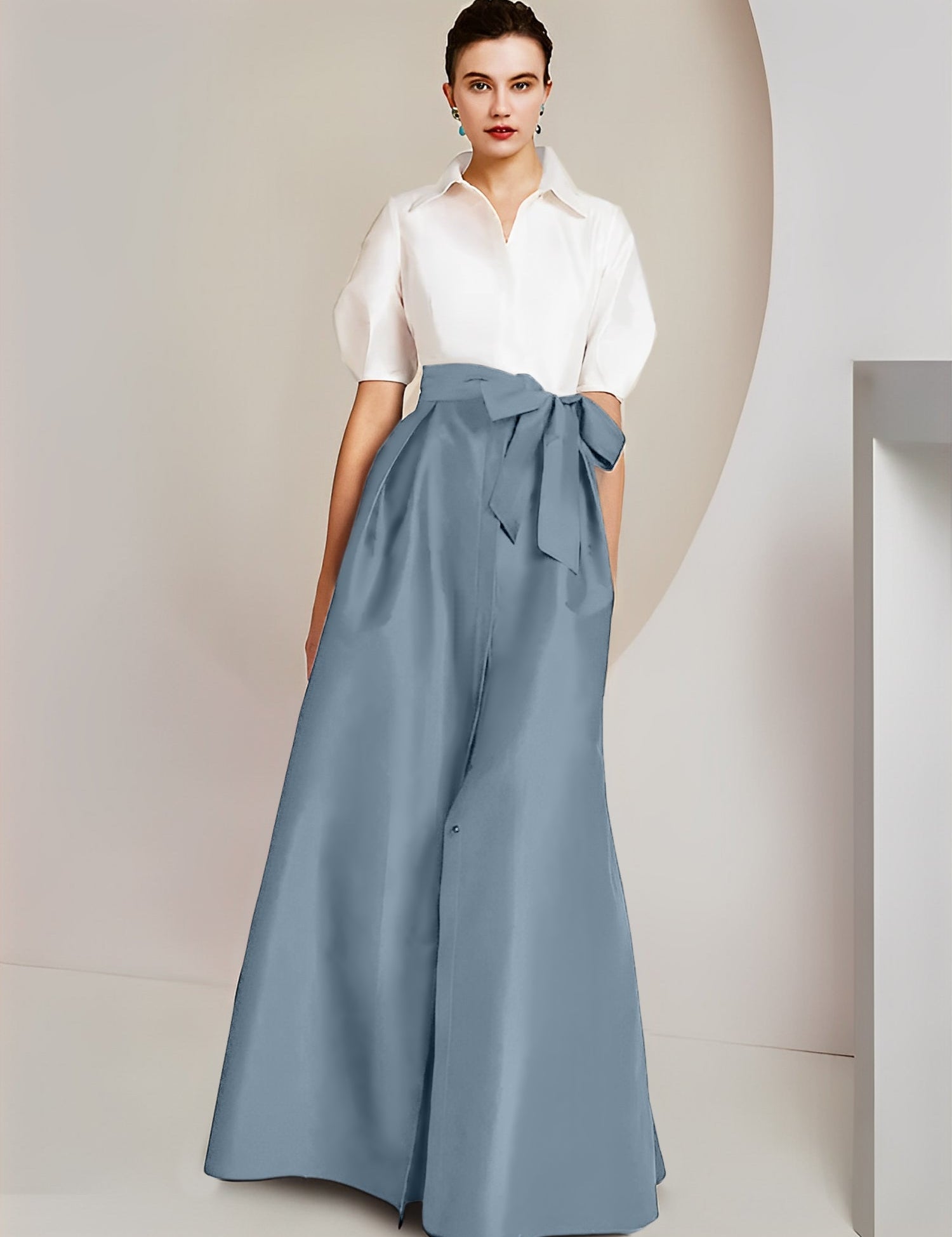 Princess  Shirt Collar Short Sleeves 2 pieces Mother Of The Bride Dresses