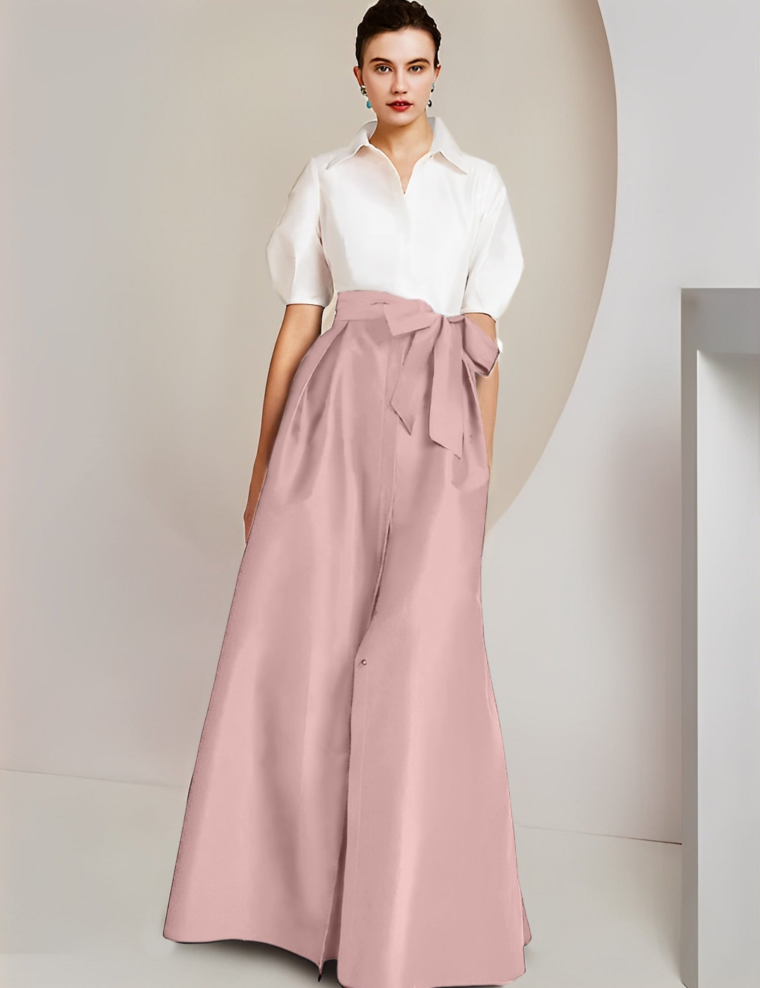 Princess  Shirt Collar Short Sleeves 2 pieces Mother Of The Bride Dresses